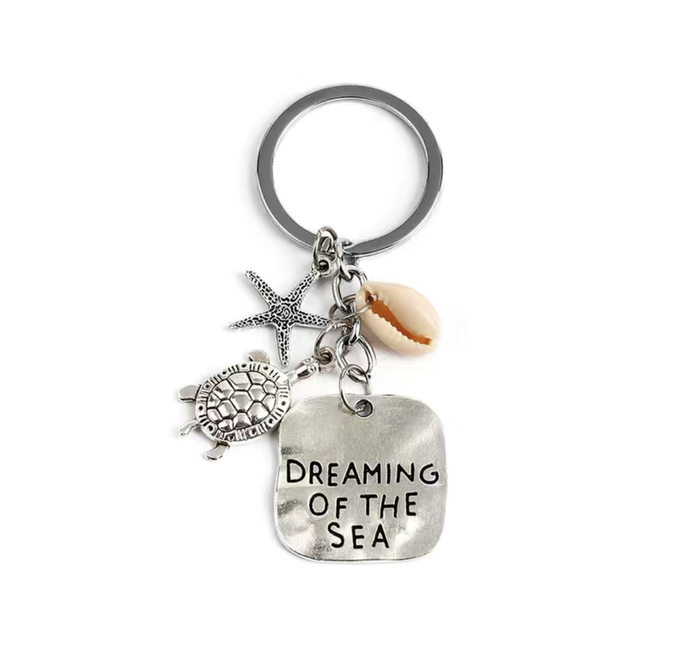 3/$25 Dreaming Of The Sea Turtle Shell Stainless Steel Keychain NEW
